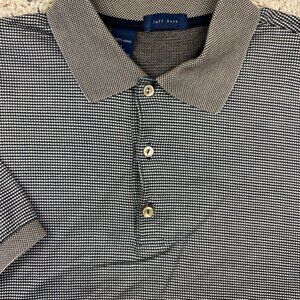 VTG Jeff Rose Large Polo Shirt Men Italy Brown Blue White Short Sleeve Cotton